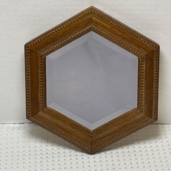 Vintage Homco Wooden Octagonal Beveled Accent Mirror - Picture 3 of 5